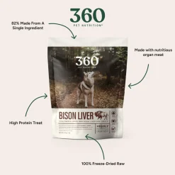 360 Pet Nutrition Freeze Dried Liver Treats for Dogs