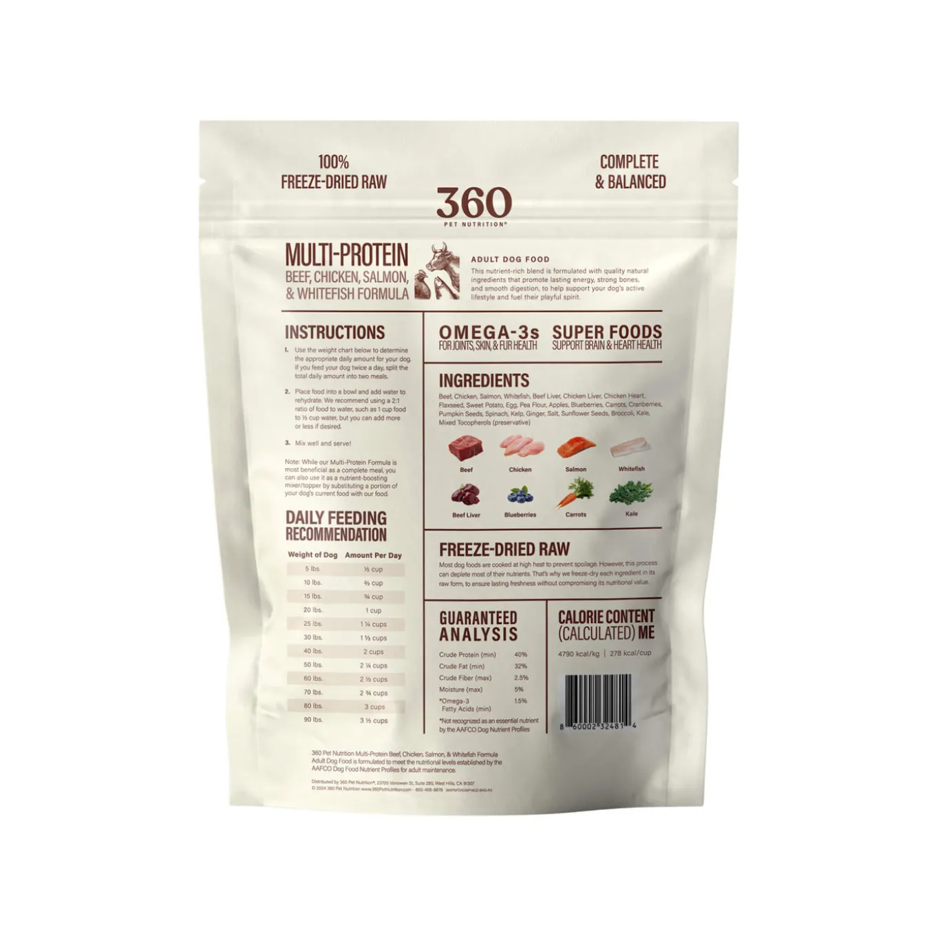 360 Pet Nutrition Freeze Dried Raw Complete Meal for Dogs