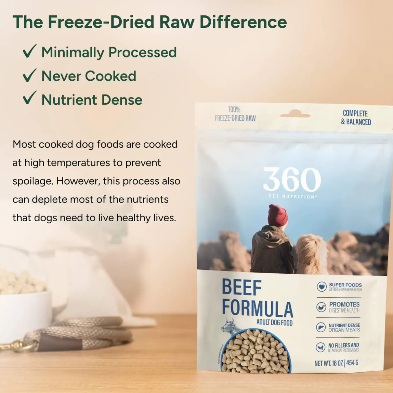 360 Pet Nutrition Freeze Dried Raw Complete Meal for Dogs