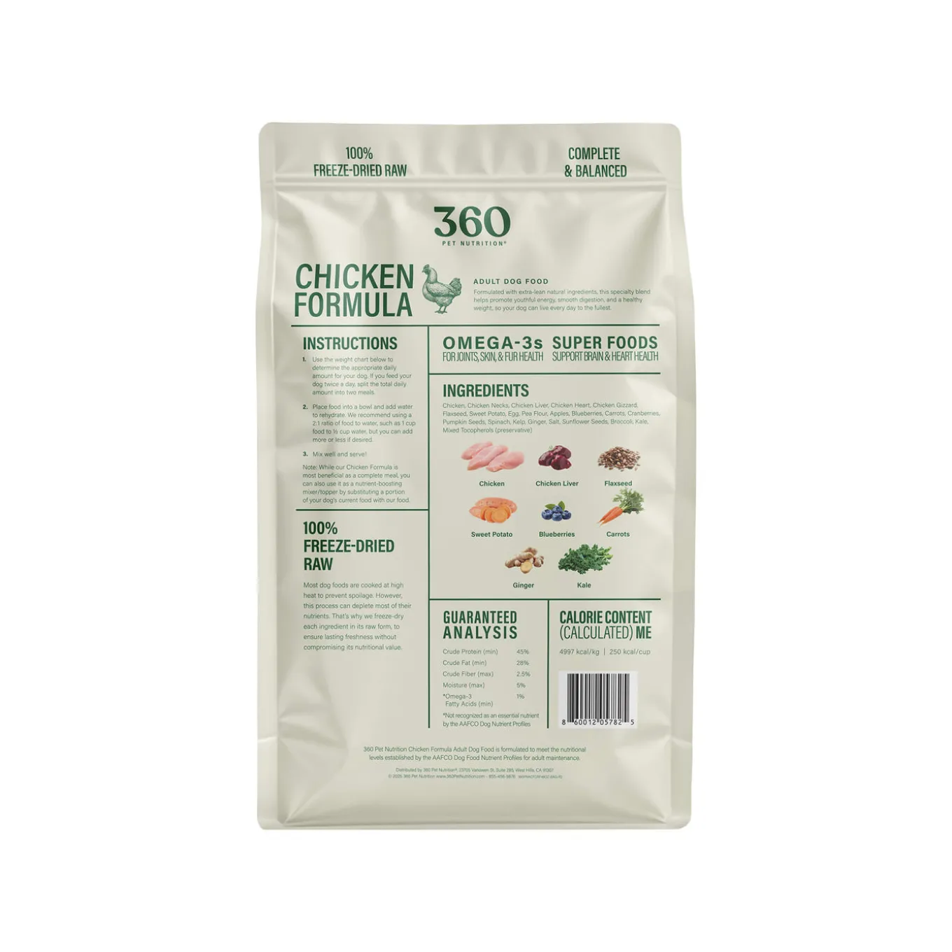 360 Pet Nutrition Freeze Dried Raw Complete Meal for Dogs