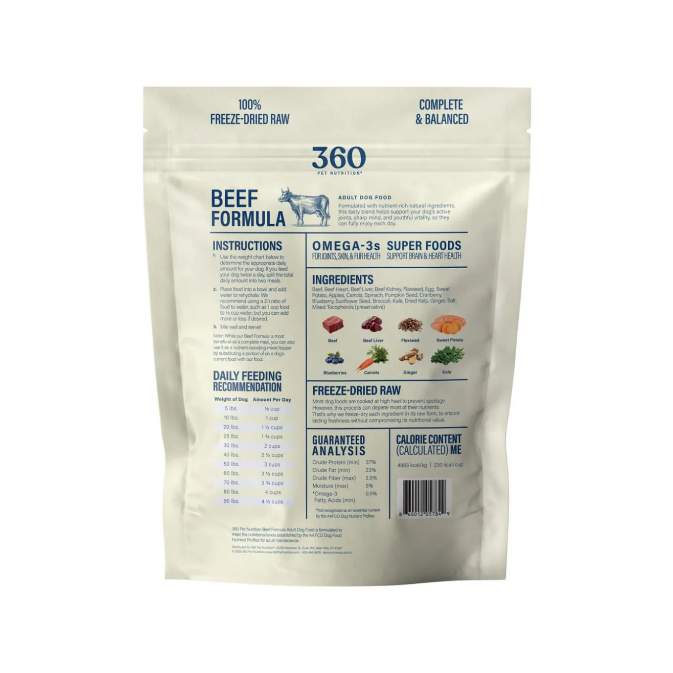 360 Pet Nutrition Freeze Dried Raw Complete Meal for Dogs