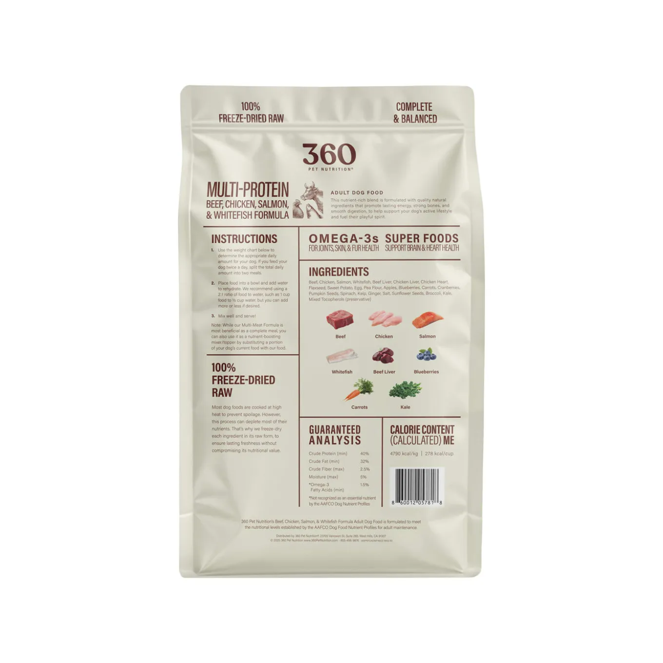 360 Pet Nutrition Freeze Dried Raw Complete Meal for Dogs