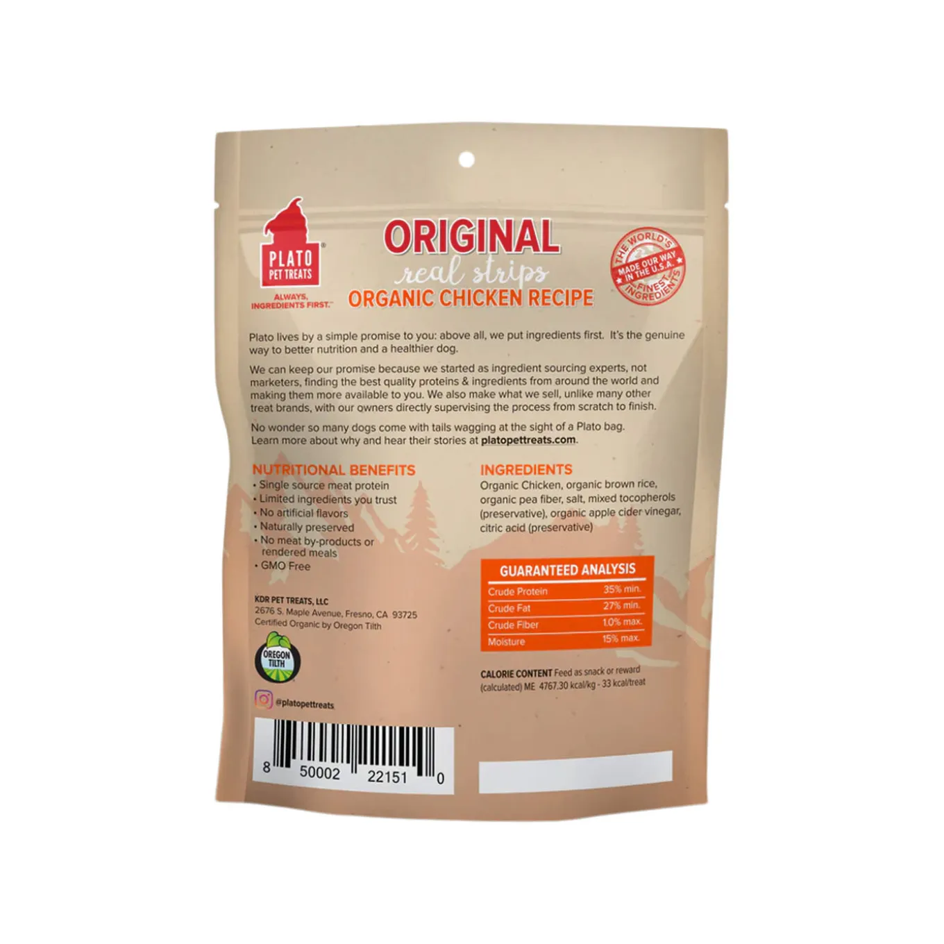 Plato Original Real Strips Jerky Treats for Dogs