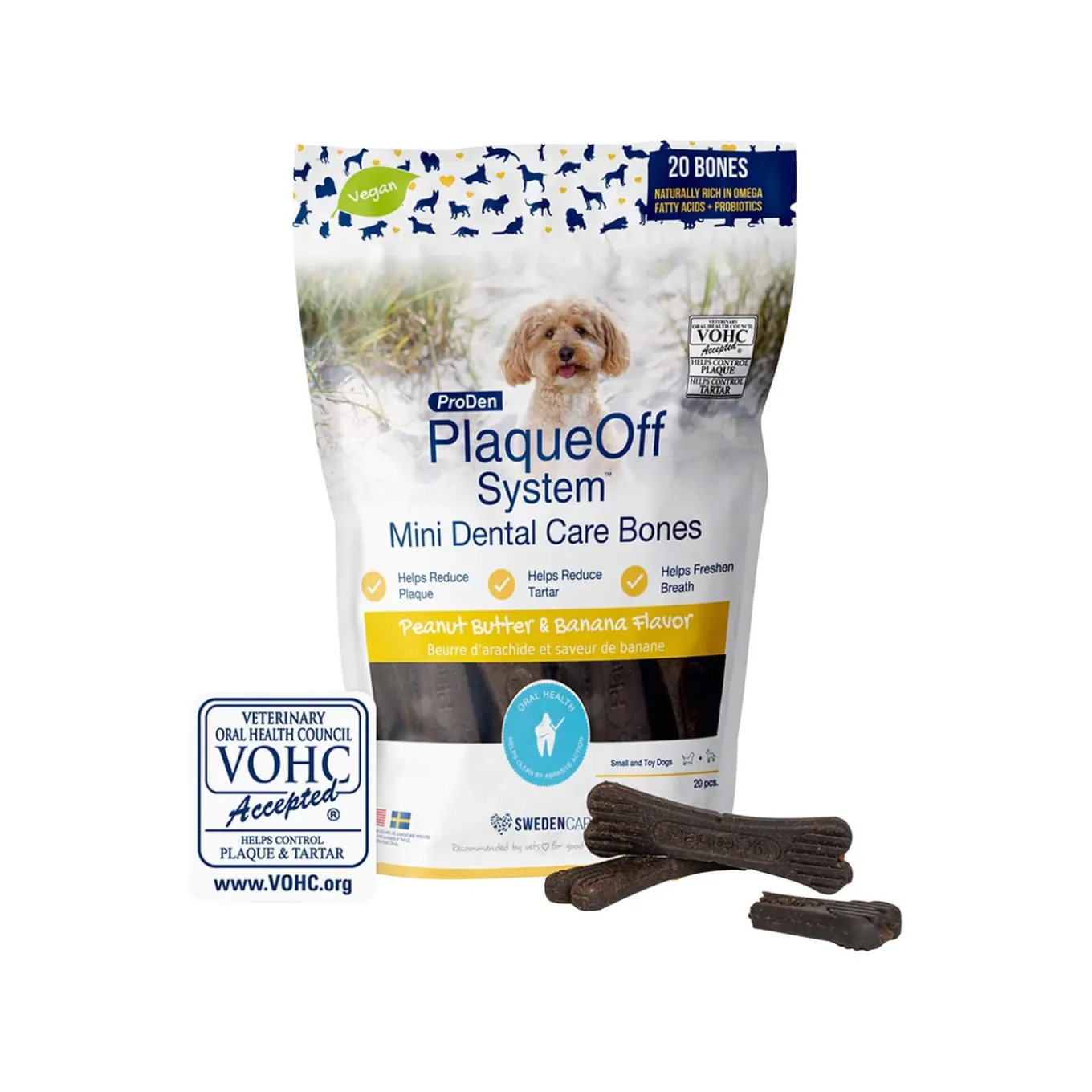 ProDen PlaqueOff Mini Dental Care Bones for Dogs