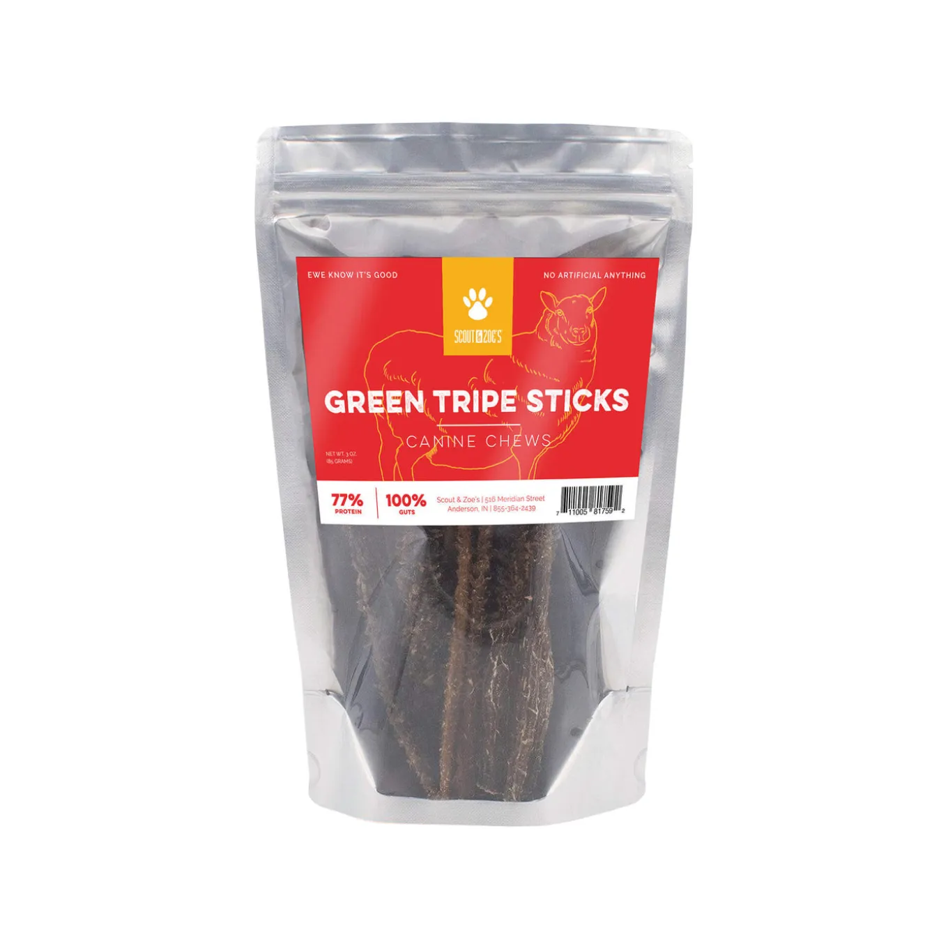 Scout & Zoe's Lamb Green Tripe Sticks Dog Treats