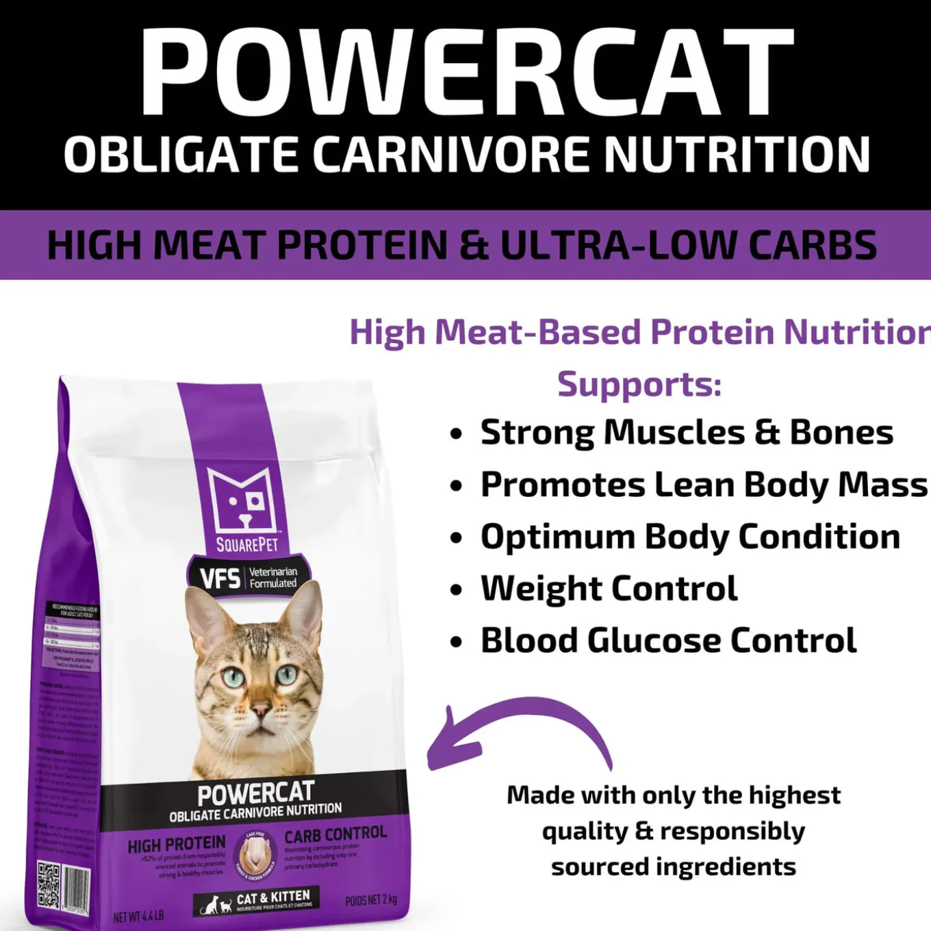 Square Pet VFS Powercat Obligate Carnivore Nutrition Dry Cat Food