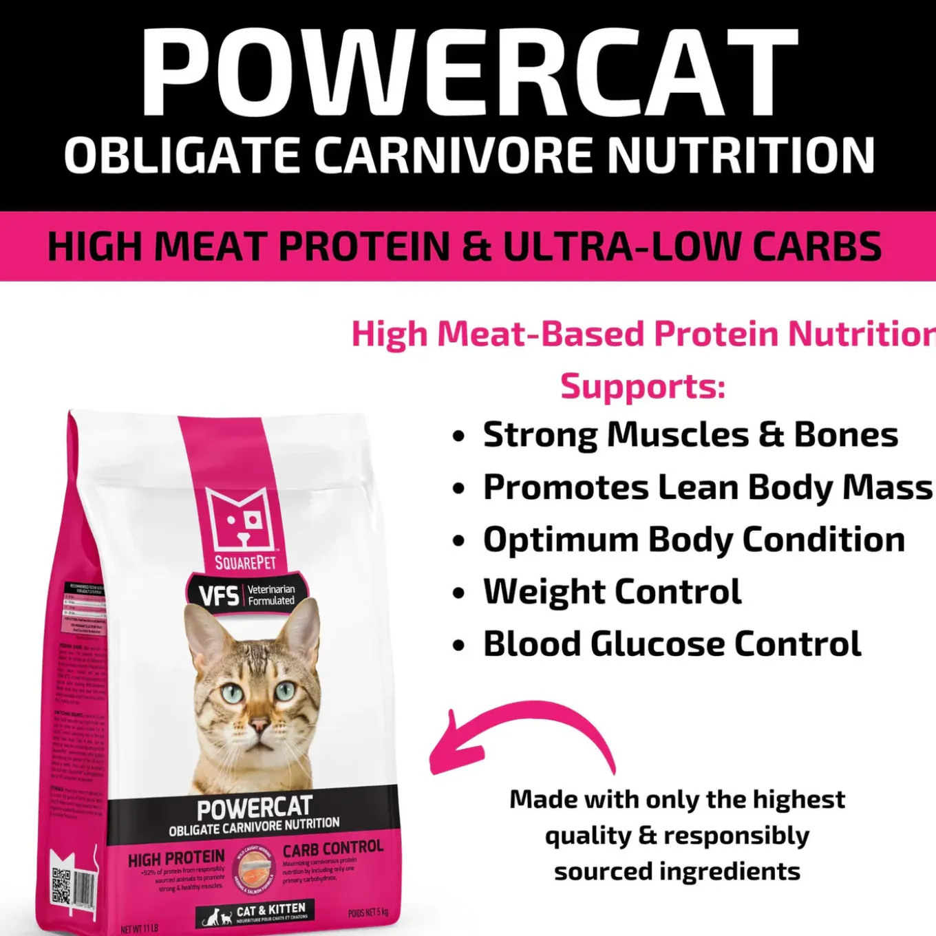 Square Pet VFS Powercat Obligate Carnivore Nutrition Dry Cat Food