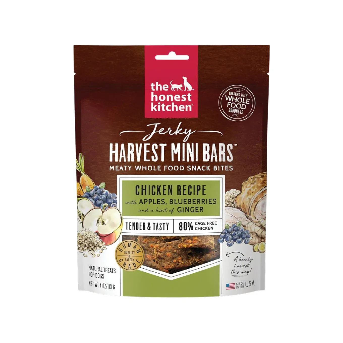 The Honest Kitchen Jerky Harvest Mini Bars 4 oz Treats for Dogs