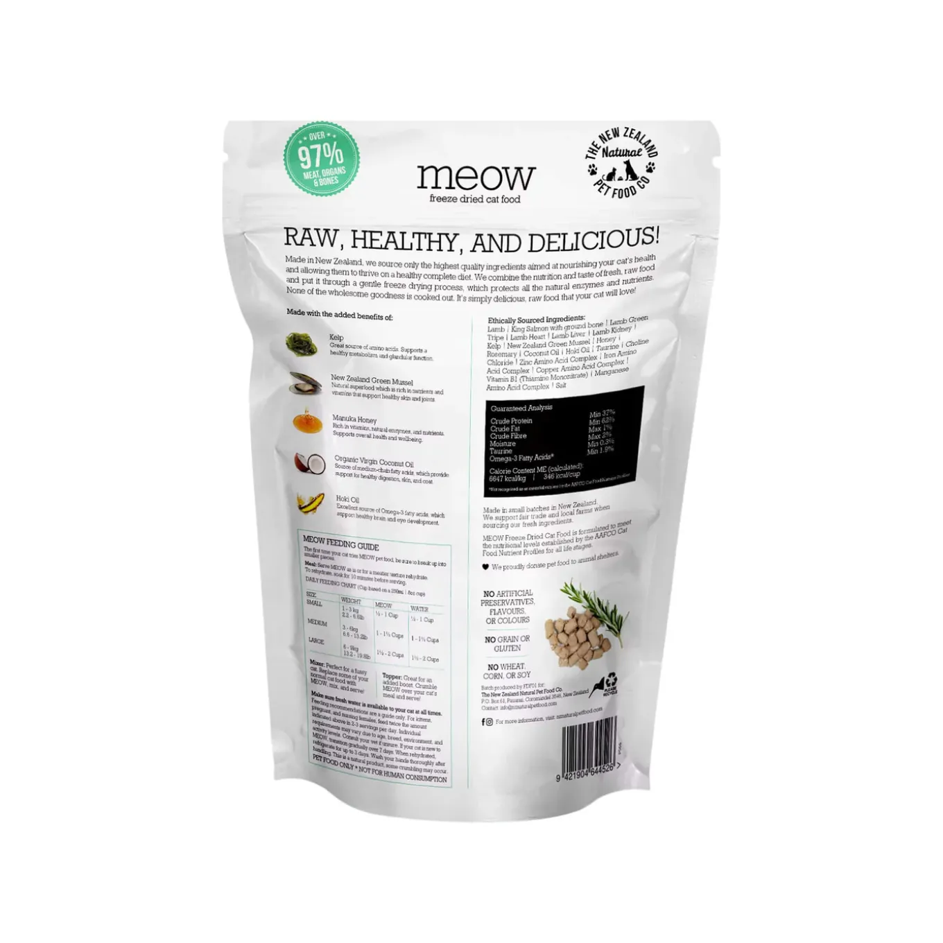 The New Zealand Natural Pet Food Co. MEOW Freeze Dried Cat Food