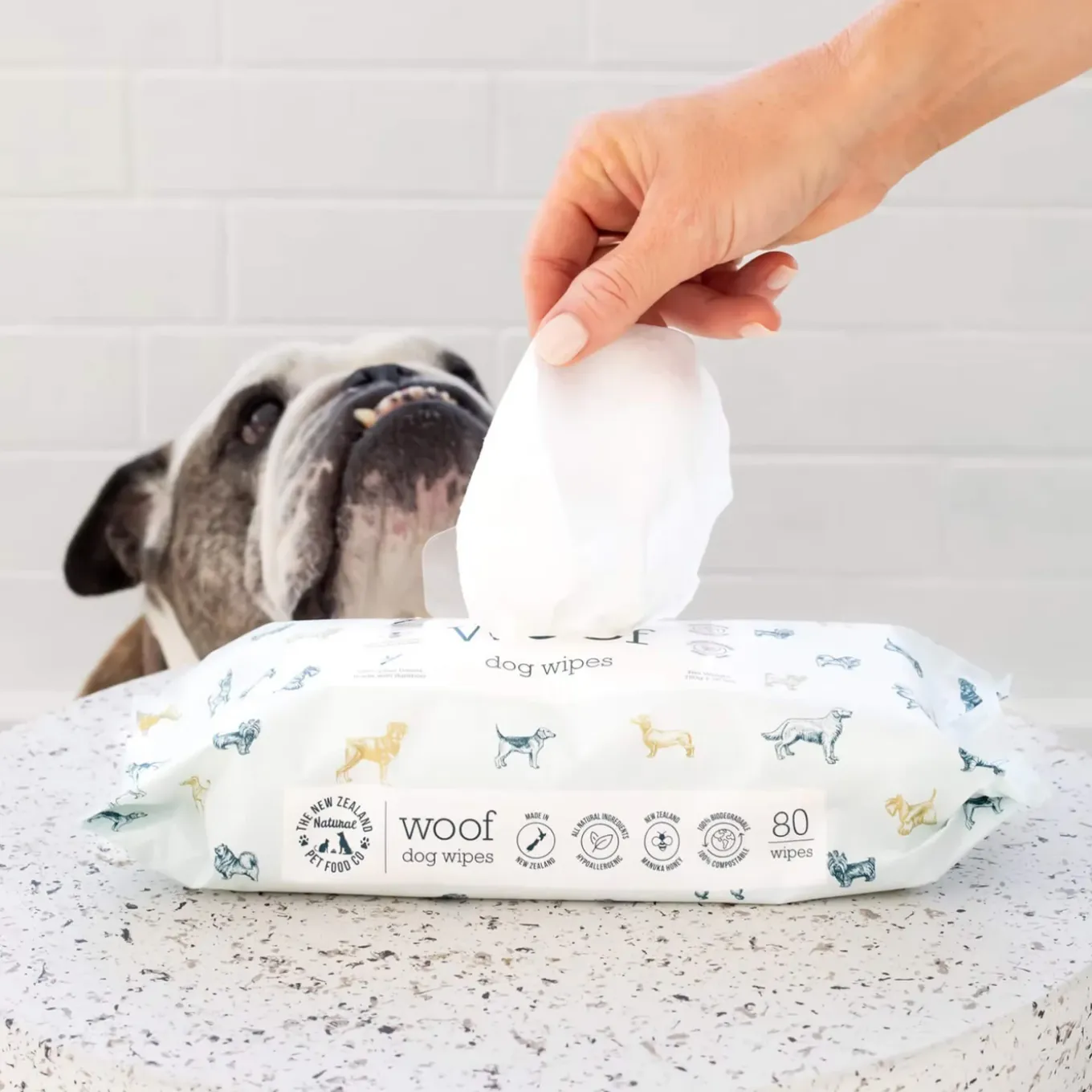 The New Zealand Natural Pet Food Co. WOOF Manuka Honey Wipes for Dogs