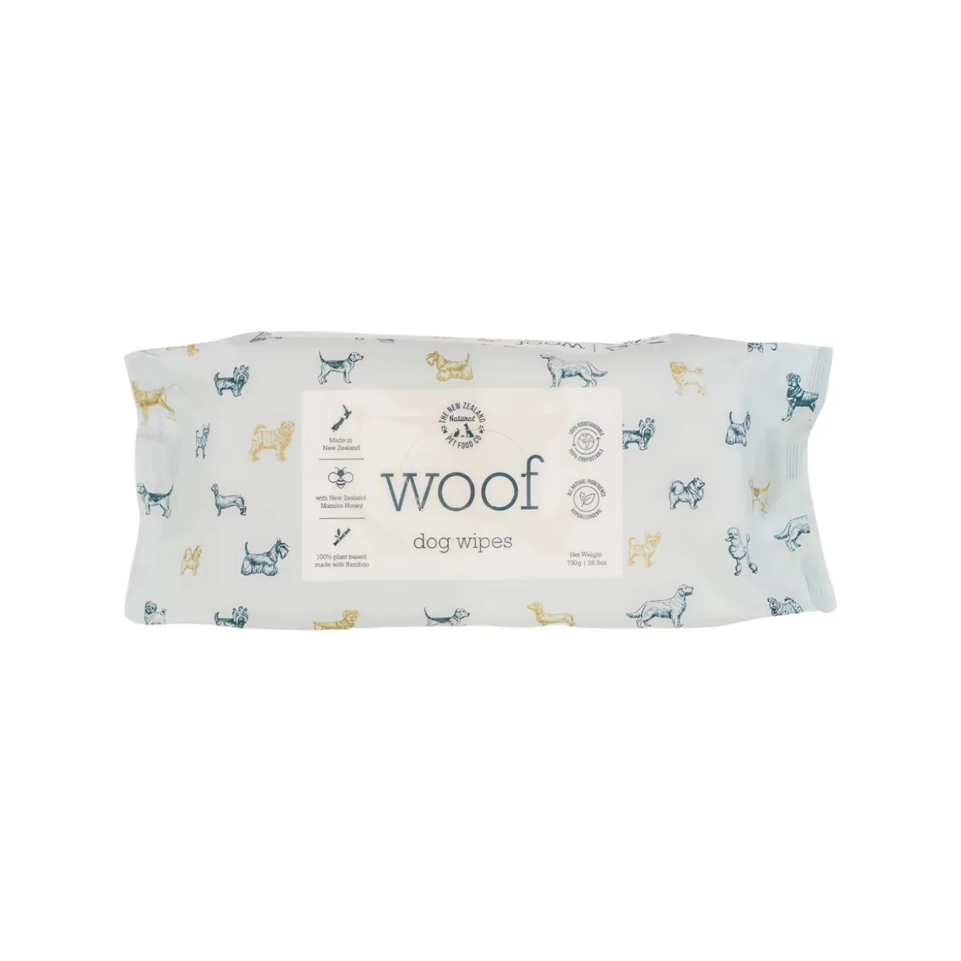 The New Zealand Natural Pet Food Co. WOOF Manuka Honey Wipes for Dogs