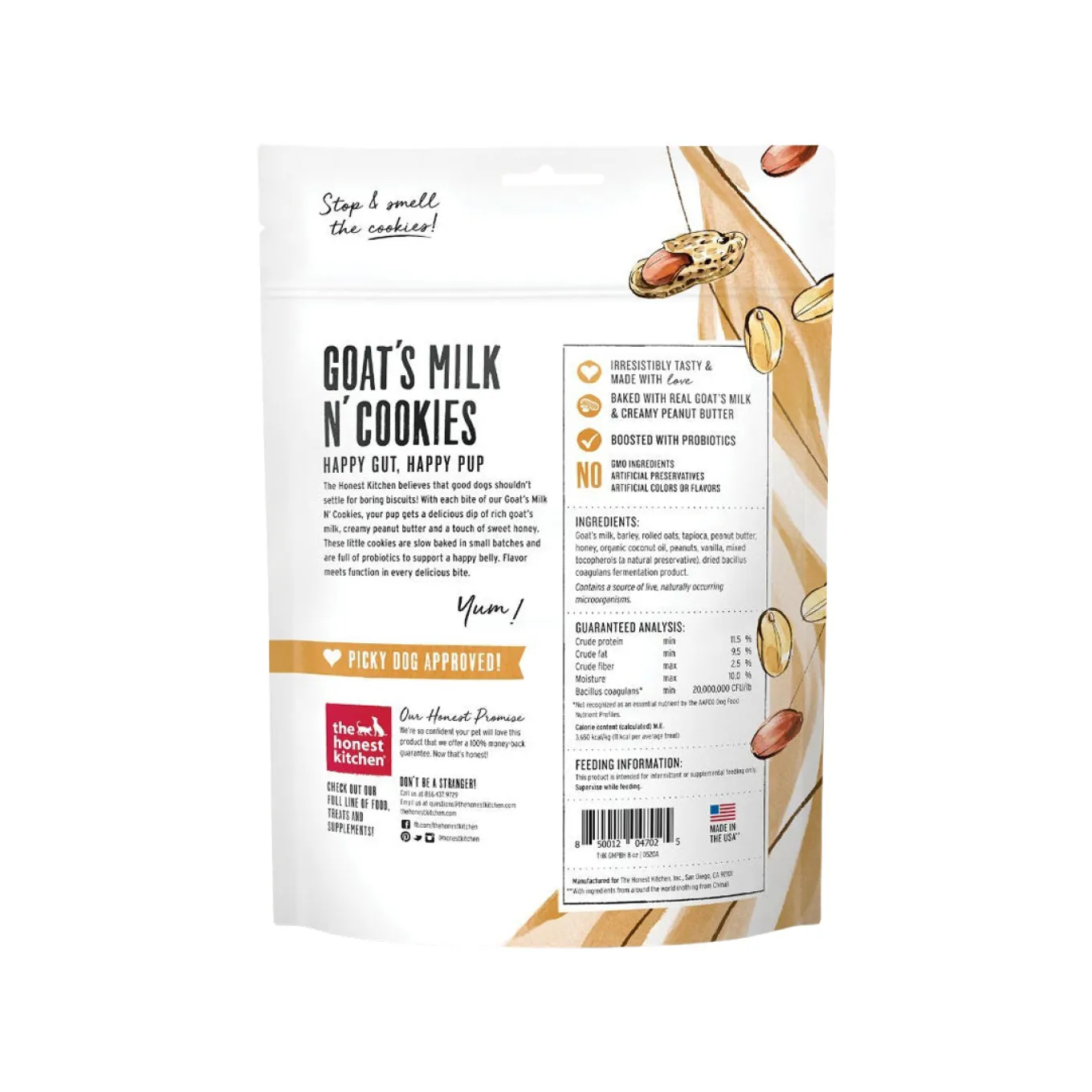 The Honest Kitchen Goat's Milk N' Cookies 8 oz Treats for Dogs