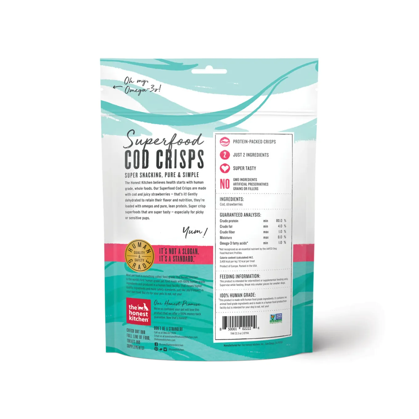 The Honest Kitchen Superfood Crisps Cod Fish Treats for Dogs