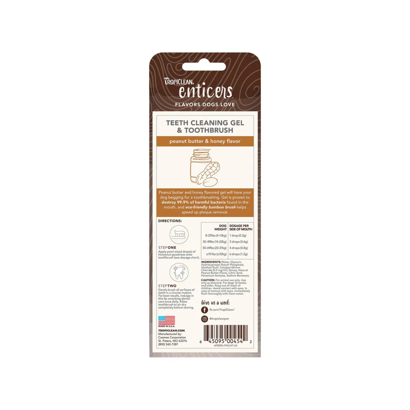 TropiClean Enticers Toothbrush & Toothpaste Combo for Dogs