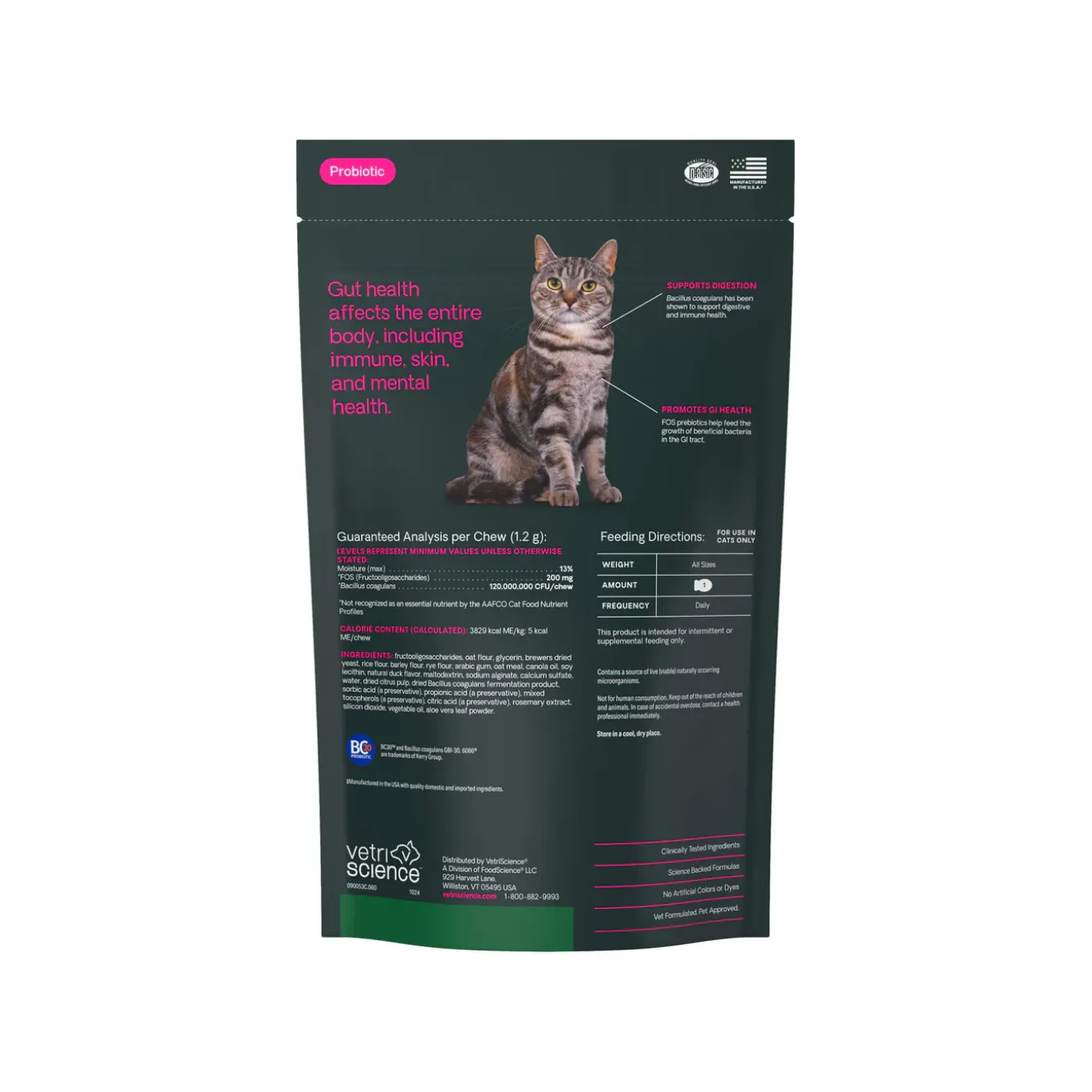 VetriScience Probiotic Gut Health Supplement for Cats