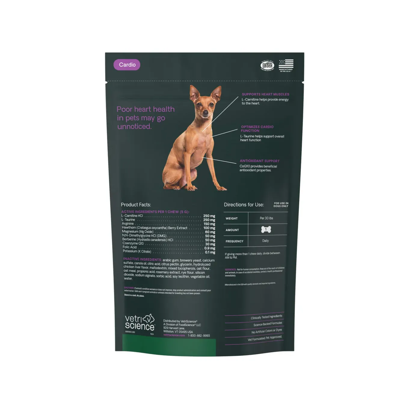 VetriScience Extra Strength Healthy Heart Supplement for Dogs