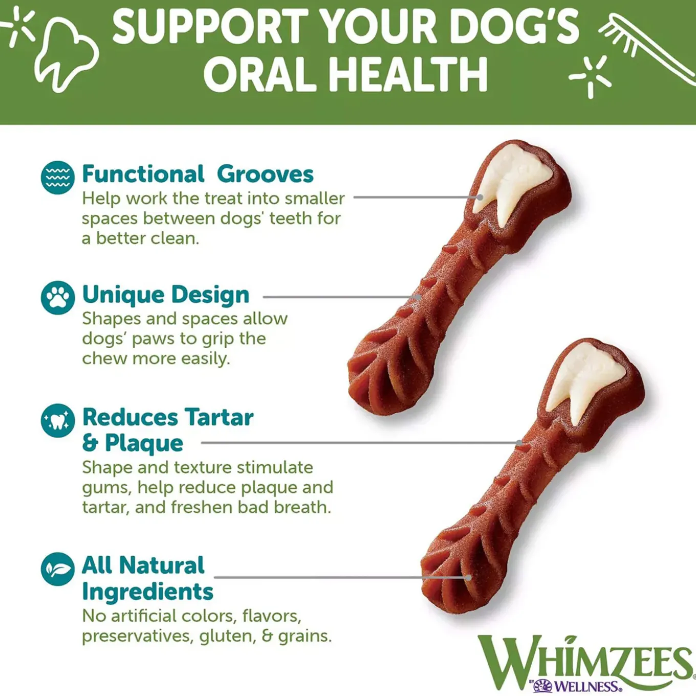 Whimzees Vegetarian Dental Chews for Dogs