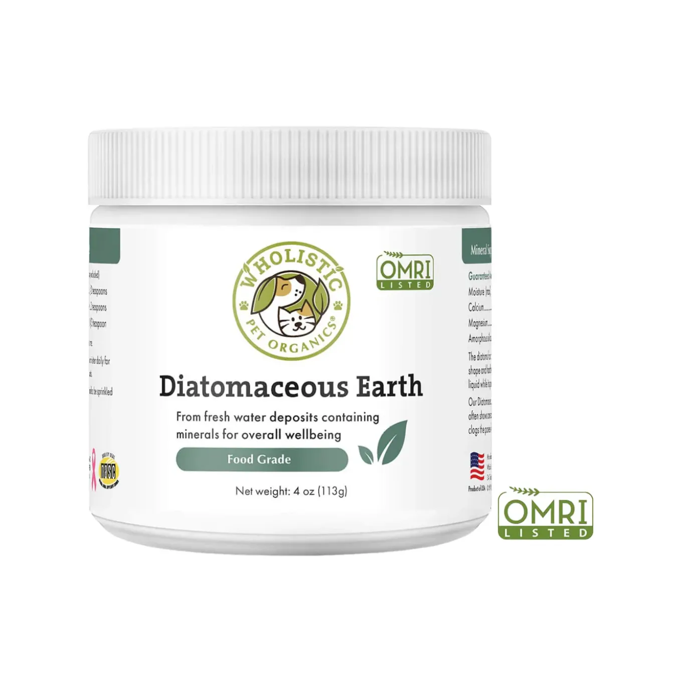 Wholistic Pet Organics Food Grade Diatomaceous Earth for Dogs & Cats