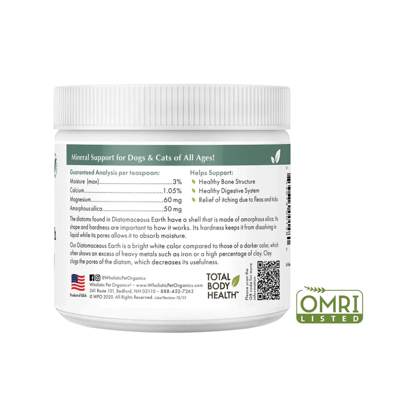 Wholistic Pet Organics Food Grade Diatomaceous Earth for Dogs & Cats