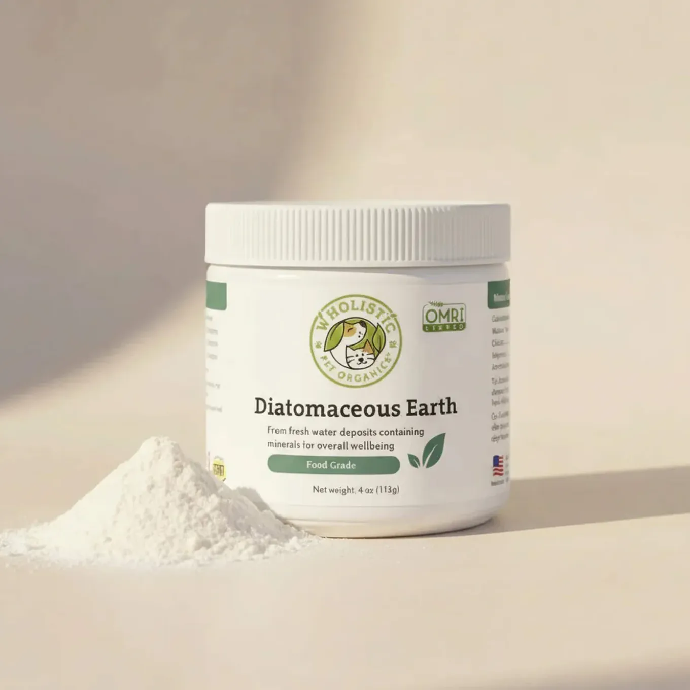Wholistic Pet Organics Food Grade Diatomaceous Earth for Dogs & Cats