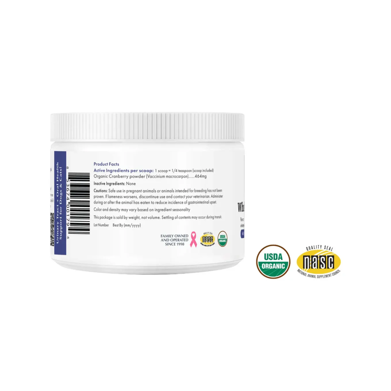 Wholistic Pet Organics WholeCran Intense Pure Cranberry Powder for Dogs & Cats
