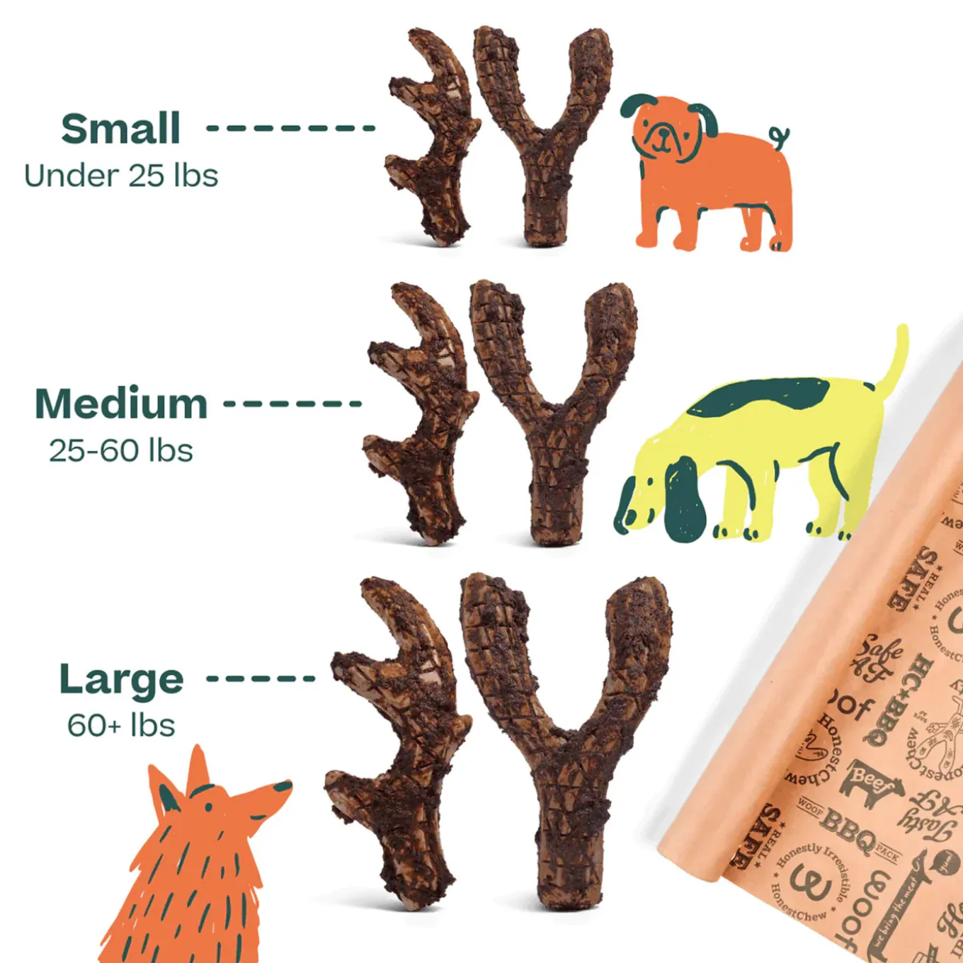 Woof HonestChew Meaty Beef Coated Ultra Tough Plant Based Dog Chew Toy