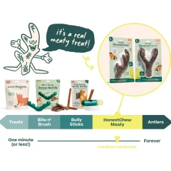 Woof HonestChew Meaty Beef Coated Ultra Tough Plant Based Dog Chew Toy