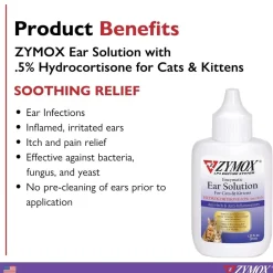 Zymox Enzymatic Ear Solution with Hydrocortisone for Cats & Kittens