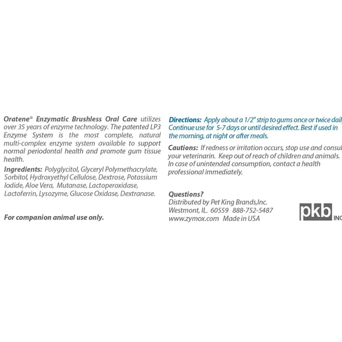 Zymox Oratene Antiseptic Oral Gel for Dogs