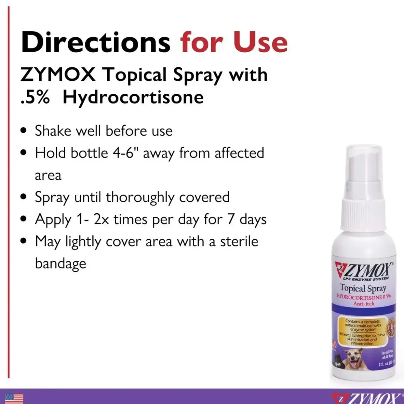 Zymox Topical Spray with Hydrocortisone for Dogs & Cats